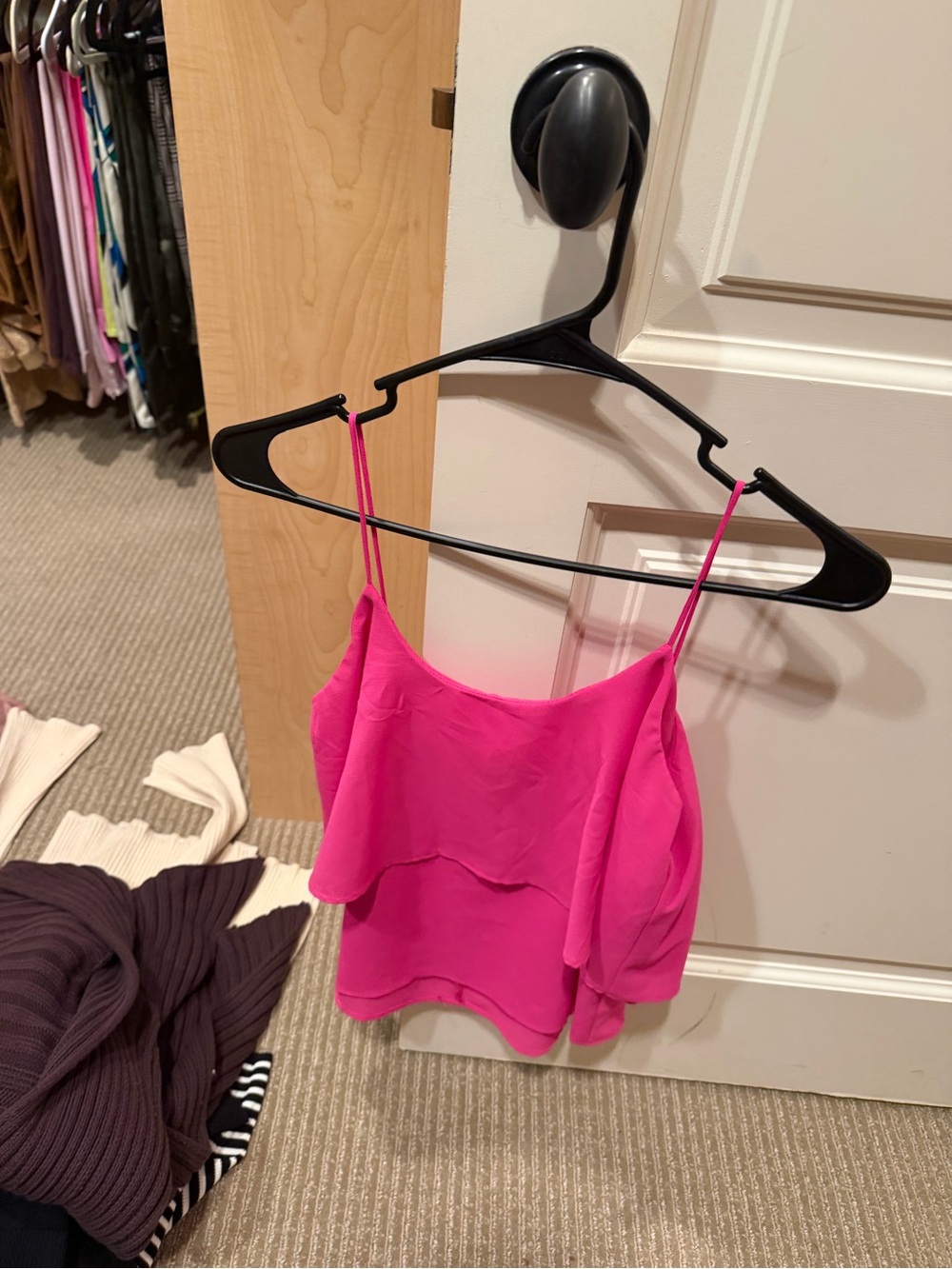 Women's Hot Pink Sleeveless Layered Cami Top